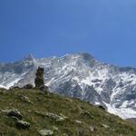 Westwand des Weisshorn mit Steinmann