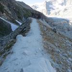 wir haben den Moränenhügel des Moiry Gletscher erreicht