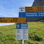 Wegweiser bei der Spannorthütte 1956 m.ü.M.