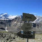 bei der Abzweigung zum Col de Milon. Wir laufen weiter geradeaus und weiter aufwärts