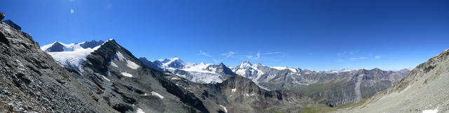 super schönes Breitbildfoto, aufgenommen bei der Felsstufe mit Blick Richtung Dent Blanche