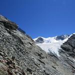 Blick zurück zur Cabane de Tracuit und zum Turtmanngletscher