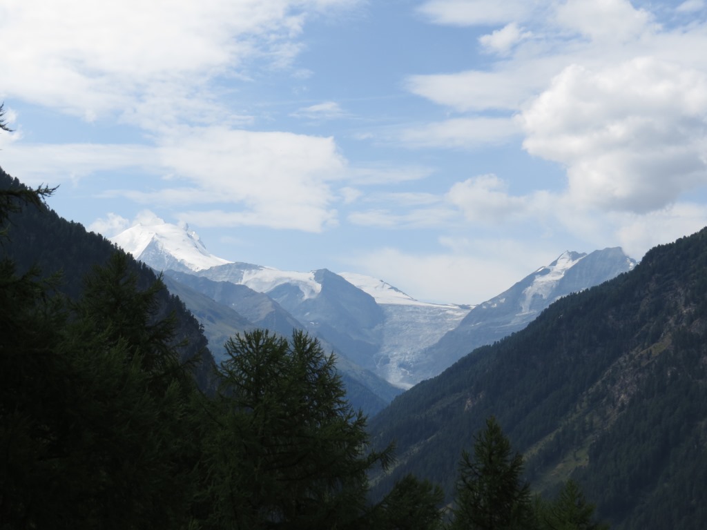 Blick zum Turtmanngletscher und links das Weisshorn