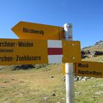 Wegweiser auf "Arb" 2510 m.ü.M. wir lassen das Törbeltälli links liegen...