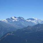 Blick zur Fletschhorngruppe mit Fletschhorn, Lagginhorn und Weissmies