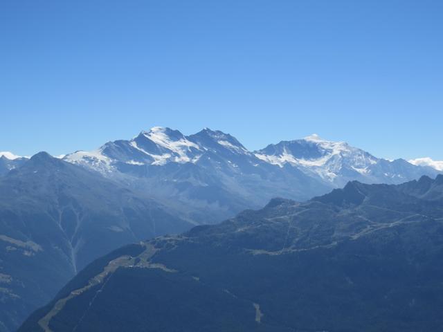 Blick zur Fletschhorngruppe mit Fletschhorn, Lagginhorn und Weissmies