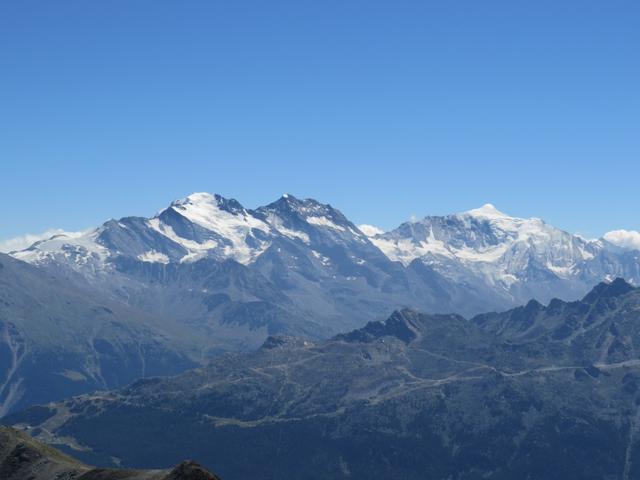 Blick zur Fletschhorngruppe mit Fletschhorn, Lagginhorn und Weissmies