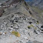 wir verlassen den Gipfel vom Dreizehntenhorn und laufen zurück zur Einsattelung bei Punkt 2941 m.ü.M.