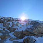 ungefähr auf der Höhe von Punkt 3303 m.ü.M. kurz vor dem Schöllijoch, biegen wir links ab