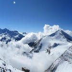 fantastisches Breitbildfoto mit Mischabel und Balfringruppe, Weisshorn, Bishorn und Brunegghorn