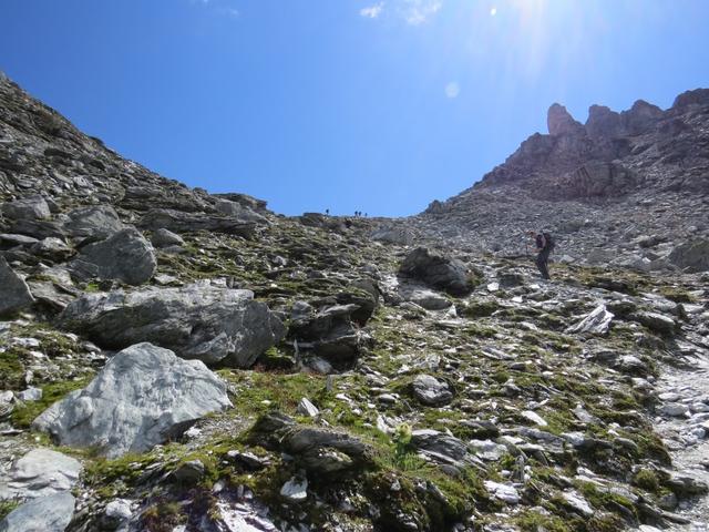 ein steiler aber problemloser Bergweg, führt uns hinauf zum Col des Roux