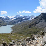 super schönes Breitbildfoto mit Lac des Dix, Aiguilles Rouges d'Arolla, Pigne d'Arolla und Mont Blanc de Cheilon