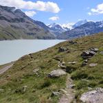 kurz nach der Cabane de la Barmaz fädeln wir in den breiten, ebenen Uferfahrweg ein