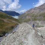 meine Maus auf der Seitenmoräne des Glacier de Cheilon