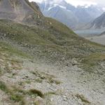 im oberen Teil noch geröllig, flacht dieser im Bereich der Montagne d'Arolla zusehends ab