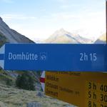 hier biegen wir links ab Richtung Domhütte