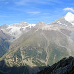 Matterhorn, Zinalrothorn und Weisshorn. Bei Breitbildfotos nach dem anklicken, immer noch auf Vollgrösse klicken