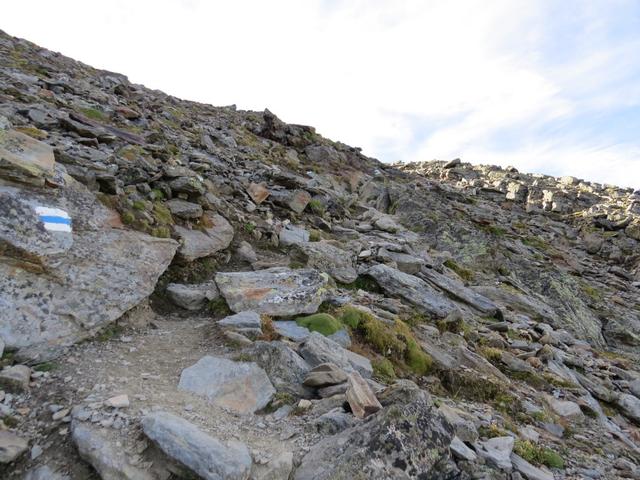 die letzten Höhenmeter bis zur Domhütte sind, danach wieder gemütliches Wandern