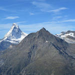 sehr schönes Breitbildfoto: Breithorn, Klein Matterhorn, Matterhorn, Mettelhorn, Zinalrothorn und Weisshorn