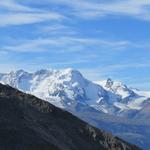 Blick auf Breithorn und Klein Matterhorn