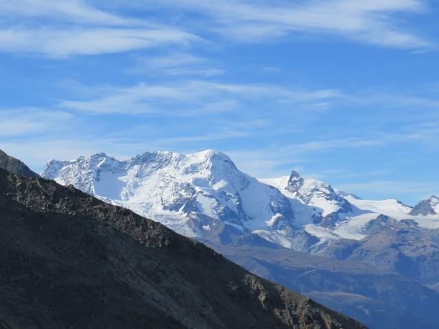 Blick auf Breithorn und Klein Matterhorn