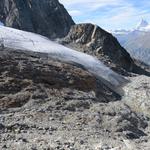 Blick auf die Gletscherzunge des Festigletscher. Fels und Eis soweit das Auge reicht