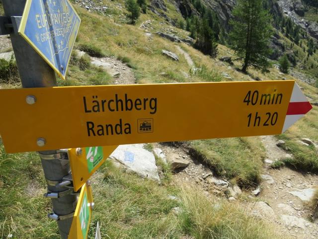 dann biegen wir bei der nächsten Abzweigung Punkt 2149 m.ü.M. rechts Richtung Randa ab