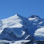 Blick zum Monte Rosa Nordend 4609 m.ü.M. und zur Dufourspitze 4634 m.ü.M.