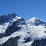 Blick zum Rimpfischhorn, Strahlhorn und Adlerhorn