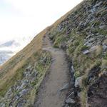 obwohl erst Anfang September, ist der Bergweg schon mit Eis bedeckt und daher rutschig