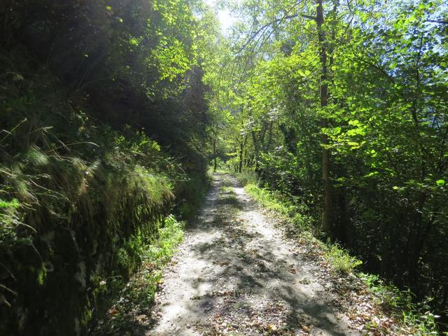 wir verlassen das Dorf beim Ostausgang und folgen einer Naturstrasse, leicht ansteigend hinein ins Val di Prato