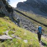 mit Blick Richtung Passo di Redòrta geht es nun leicht abwärts ins Valle di Pertüs