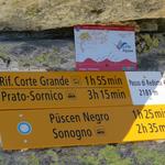 Wegweiser auf dem Passo di Redòrta 2181 m.ü.M.
