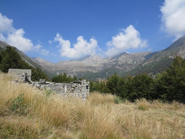 Blick von Costa in das Valle di Giumaglio und zur Alpe Spluga