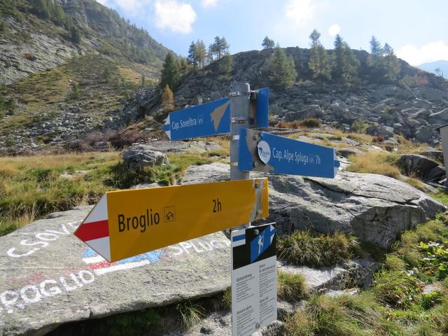 Wegweiser beim Rifugio Tomeo 1739 m.ü.M.