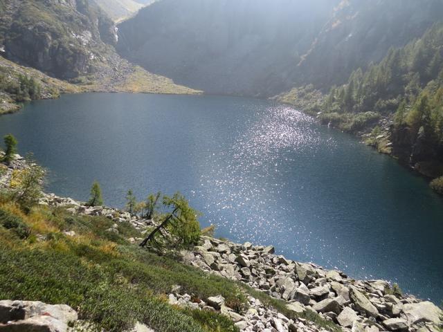 letzter Blick zurück zum Lago di Tomeo. Ein See zum Träumen