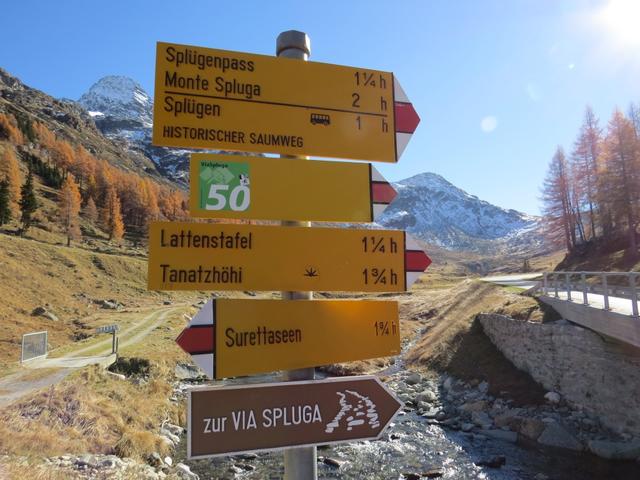 ...Isabrüggli 1768 m.ü.M. und zugleich die Splügenpassstrasse