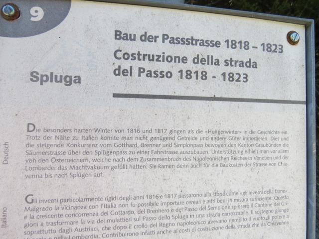 Infotafel zum Bau der Splügenpassstrasse