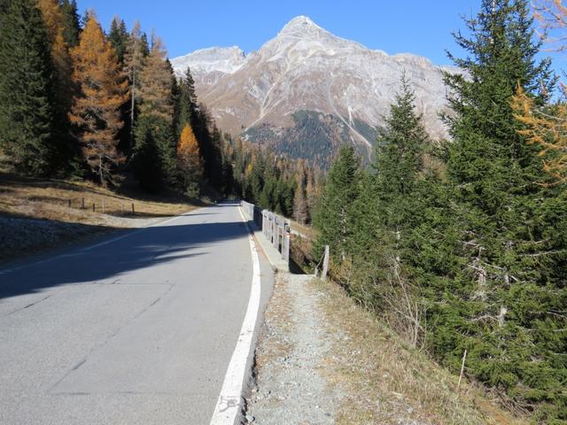 kurz nach der Marmorbrücke verlassen wir rechterhand wieder die Splügenpassstrasse...