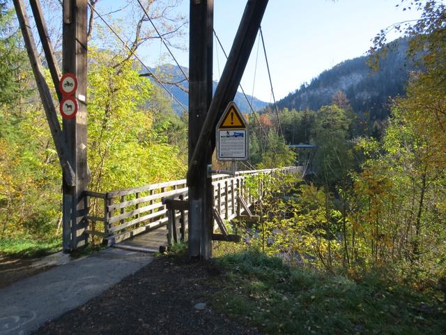 beim Sportplatz Rheinau erreichen wir bei Punkt 672 m.ü.M. die Hängebrücke