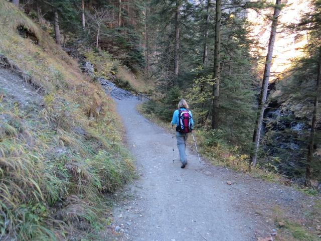 nach der Passage Traversinersteg verlieren wir leicht an Höhe...