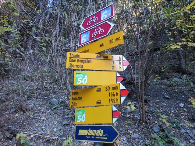 Wegweiser beim Besucherzentrum der Viamala Schlucht 877 m.ü.M.