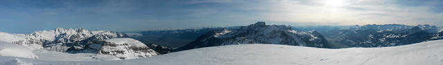 super schönes Breitbildfoto mit Säntis, Wildhauser Schafberg, Altmann, Gamser Rugg, Gamsberg, Alvier