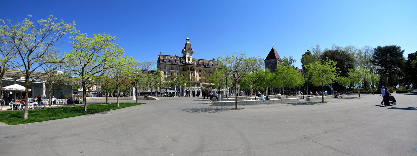 sehr schönes Breitbildfoto von Lausanne-Ouchy 374 m.ü.M.