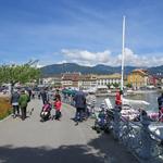 wir erreichen den grossen Marktplatz von Vevey direkt am See gelegen 374 m.ü.M.