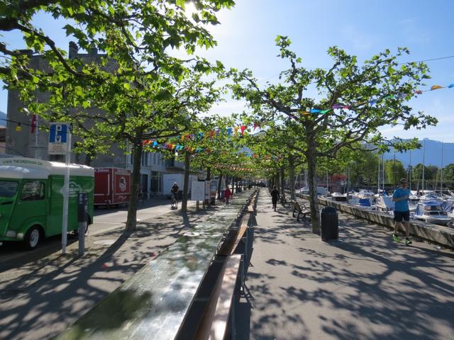 endlos zieht sich die Bankreihe der Promenade entlang