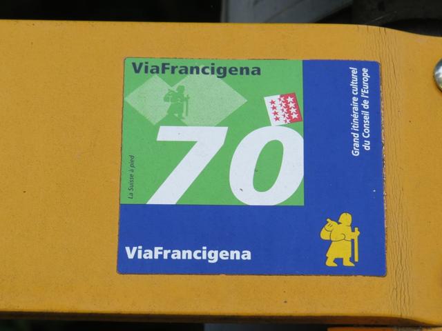 beim Wanderweg 70 erscheint nun das Wappen des Wallis