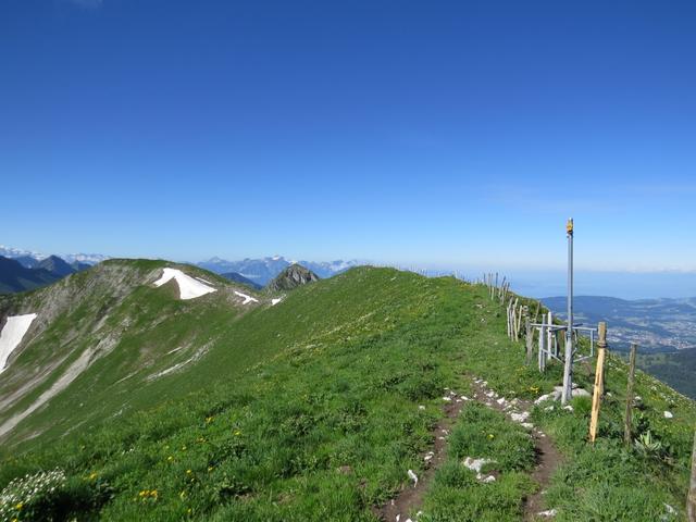 Blick von Punkt 1919 m.ü.M. Richtung Teysachaux. Vom Teysachaux sieht man nur den Gipfel