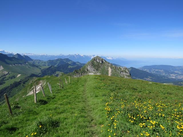 auf einem schmalen, spektakulär schönen aber ungefährlichen und nicht ausgesetzten Pfad...