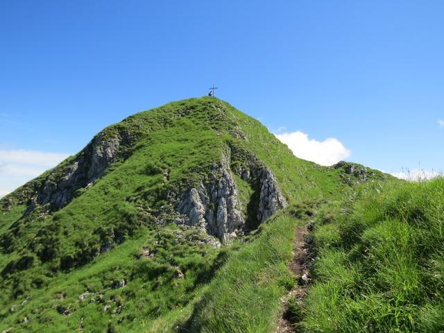 Blick zurück zum Teysachaux mit Gipfelkreuz